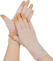 [INOGIH] Women Sunblock-Half-Finger Gloves Mesh UV Protection Driving Riding Outdoor Non-Slip Gloves for Women and Girls