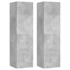 2pcs Wall-Mounted Wooden Cabinets TV Shelf Storage Bookshelf Rack Cupboard Grey