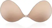 [NuBra] Magic Up Plunge Fabric Backless Strapless Wireless Bra Reusable Invisible Stick On Bra Sexy Nude Push Up Bra for Women Adhesive Soft Cup Daily Bra for Wedding Party Anniversary