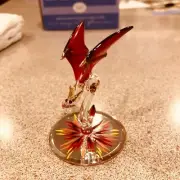 Glass Red Dragon Dynamite Figurine Fantasy Dragon Decor, Holiday Gifts