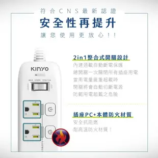 【KINYO】滿足多種插座需求，2入分享價↘ 《二入組》-35W氮化鎵3U電源分接器4開3插6尺電源線1.8M延長線(GIPD-353436)智慧快充2PD+QC3.0