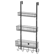 Over The Door Hooks with Basket The Organizer Towel Racks for Bathroom Storage