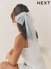 White Chiffon Pearl Effect Hair Bow (AT6302) | $34