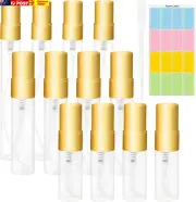 12Pcs Mini Spray Bottle Fine Mist Refillable Perfume Bottle Glass Small Sample C