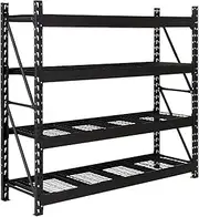 Giantz 2M x Garage Shelving, Warehouse Racking System Rack Storage Shelves Industrial Commercial Organize Capacity, 4 Steel Metal Adjustable 800KG Assembly Easy Black