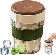 2-in-1 Ice Cube Bottle, 2 in 1 Zero Touch Press Ice Cube Mold Water Bottle with Lid and Bin, Easy Press Ice Tray Water Bottle Leakproof for Coffee and Juice