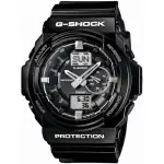 【CASIO 卡西歐】卡西歐G-SHOCK 雙顯鬧鈴電子膠帶錶-黑(GA-150BW-1A)