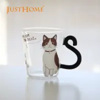 在飛比找momo購物網優惠-【Just Home】貓咪造型耐熱玻璃馬克杯245ml-元氣