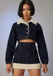 [Poster Grl] Attention Seeker Denim Puffer Jacket