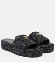 [Prada] Prada Logo espadrille slides AU 4 black