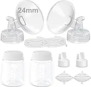 GoNeno Silicone 24mm Replacement Pump Parts, Compatible with Spectra S1 S2 S3 and Spectra 9 Plus, Non-OEM Spectra Accessories, Includes pair of 24mm Flanges, Valves, Backflow Protectors, Tubings and Bottles, BPA Free Pump Parts