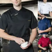 Casual and Comfortable Chef Work Tops Short Sleeve and Double Breasted