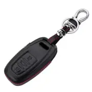 3 Buttons Leather Car Remote Key Fob Case Cover With keychain For Audi Smart a