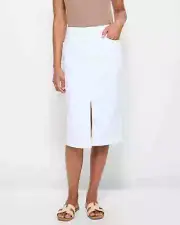 Ladies size 20 cream midi denim split front pencil skirt Target