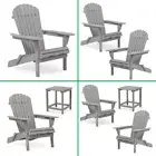 Foldable Adirondack Chair Table Set Outdoor Patio Furniture Beach Chair Grey