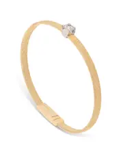 Marco Bicego 18K Yellow Gold Masai Diamond Cushion Cut Solitaire Coil Bangle Bracelet