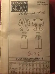 6756 Vintage Butterick Sewing Pattern Misses Jacket Skirt Suit Top 12-14-16