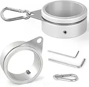 Anovo Flag Pole Rings, Aluminum Alloy Flagpole Rings 360° Rotating Anti Wrap Flag Mounting Ring with Carabiner for 1.75-2.02 Inch Diameter Flagpole (Matte Silver, 2 Inch -Pack of 2)