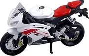 Alloy Scooter Sport Motorcycle Model 1:18 Scale for Yamaha for R6 Diecasts Decor Motorcycle Racing Model Replicas Collection Motorcycle Model with Steering Movable Stand(White R6)