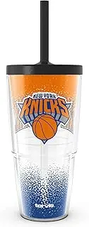 Tervis NBA New York Knicks - Defend Made in USA Double Walled Insulated Tumbler Travel Cup Keeps Drinks Cold & Hot, 24oz with Straw Lid, Classic