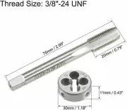 3/8"-24UNF HSS Tap And Die UNF Machine Thread Tap + Round Thread Die Right Hand