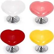 Toilet Button Pusher Heart Shaped Toilet Flush Button Plastic Toilet Button Assistant Top Button with Long Pin Women Toilet Seat Lift Handle Replacement Flush Button Replacement (4 Pcs)