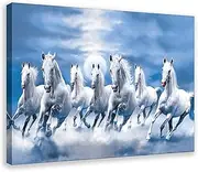 Seven Lucky Running Wild Horses Art Animal Wall Art Running Horses Wall Posters 1 Canvas Poster Wall Art Decor Print Picture Paintings for Living Room Bedroom Decoration Frame-style Frame-style08x1