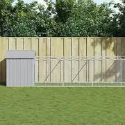 Galvanised Steel Kennel, Puppy Shelter, Dog House Outdoor with Roof for Small to Large Sized Dogs, 117 x 1017 x 123 cm, Grey