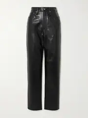 [AGOLDE] AGOLDE - 90s Pinch Waist Long Recycled Leather-blend Straight-leg Pants - 32" - Black - 24 24 Black