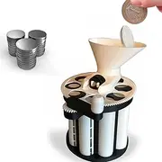 Genius Coin Classifier - Hand-cranked Coin Sorter, 3D Printed Coin Sorting Machine and Organizer - Fun Coin Storage Counter, Manual Change Organizer with Hand Crank and Visible Storage Tubes (White)
