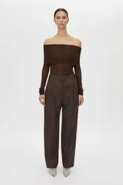 Siphon Off Shoulder Top in Chocolate - CAMILLA AND MARC® C&M