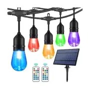 WENFENG 48FT Solar Outdoor RGB Dimmable Patio String Lights with Shatterproof...