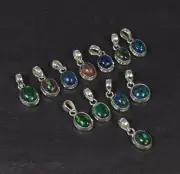 Wholesale 12pc 925 Solid Sterling Silver Black Ethiopian Opal Pendant Lot E779