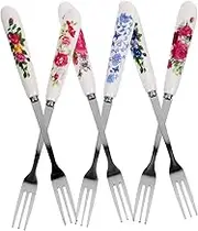 CIYODO 6Pcs Delicate Small Fork Multi Function Portable Dessert Forks for Fruit Cake Accessories Smooth Edges Easy to Clean Stylish Ceramic Handle Design