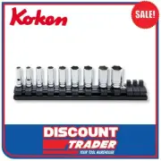KoKen Z Series Socket Set 1/4" Dr. 6 Pt. 9 Piece on Magnetic Rail - RS2300XZ/9