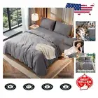 Full Size Solid Grey Bed Sheet Set - Breathable 1200 Thread Count Luxury
