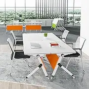 GIZNXBA Folding Conference Table with Flip Top Large Mobile Meeting Table with Wheels 47' Long Folding Table Training Table Seminar Table for Office, Conference Rooms, Classroom