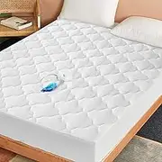 Short King RV Mattress Pad Waterproof, RV Short King Mattress Protector 72" X 75" X 14", Soft and Breathable Microfiber Topper Bottom Cover, White