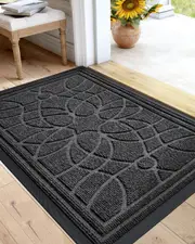 Heavy Duty Low Profile Door Mat for High Traffic Areas - 23x35 Grey