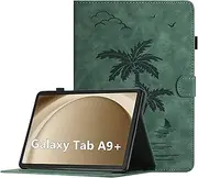 [Oduio] Case for Samsung Galaxy Tab A9 Plus 11 Inch 2023 (SM-X210/X216/X218), Premium PU Leather Multi-Angle Folio Protective Case with Card Slot and Auto Sleep/Wake Function for Galaxy Tab A9+, Green