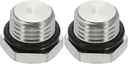 uxcell NPT Pipe Plug Fitting, 304 Stainless Steel NPT1/4 Male Outer Hex Thread for Plumbing Fixed with Sealing Rubber Ring Pack of 2