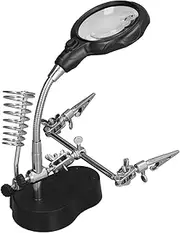 PLLO Desk Magnifier, 3.5X & 12X Dual LED Magnifying Glass with Adjustable Clip & Lamp for Reading, Painting, Sewing, Small Items & Miniatures