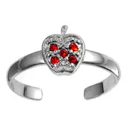 Apple Simulated Red .925 Sterling Silver Toe Ring