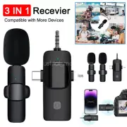 3 in 1 Wireless Mini Lavalier Microphone Audio Recording Lapel Mic Android iOS