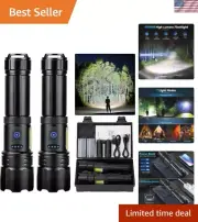 Rechargeable Flashlight, 2 Pack 900000 High Lumens Super Bright Flash Light, ...
