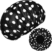 Ipetboom 2 Pcs Waterproof Cap Large Shower Cap Spa Headbands for Women Bathing Shower Hat Adults Bath Caps Heat Cap Skincare Headband Black Shower Cap Reusable Bath Caps Mob Caps Two Peva