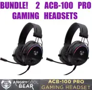 BUNDLE! (2) Angry Cool Bear ACB-100 Pro Gaming Headsets - Black FREE Ship!