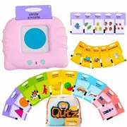 Pink-Bilingual English & Spanish Flash Cards for Toddlers, Audible Toys Learning Spanish for Kids Adults, Speech Therapy Toys，224 Sight Words