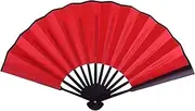 [STKARCV] 1PCS Chinese Style Hand Held Fan Blank Silk Cloth Folding Fan Party Wedding Decor(Red)