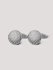 Hawes & Curtis Silver Round Mesh Textured Cufflinks Size: One Size